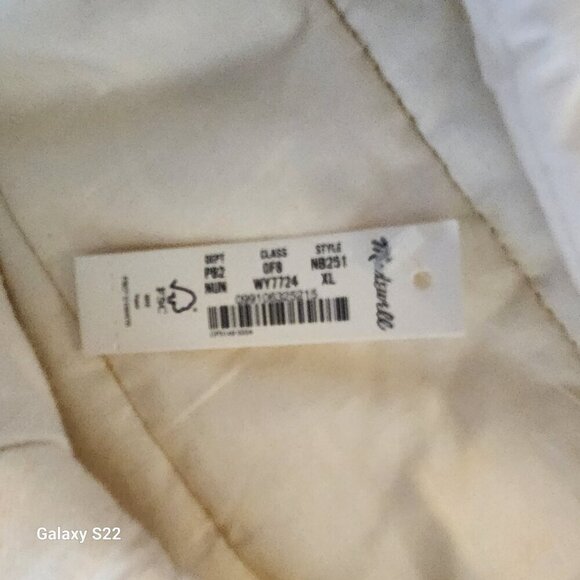 Madewell Coat Off White/Cream. NWT. Size XL. Padded - Picture 14 of 16